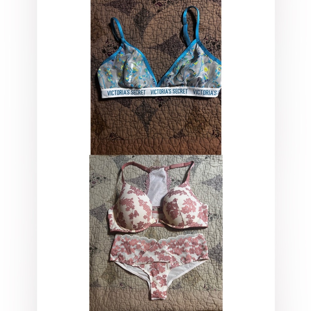 2 Bras!!  PINK brand bra and panty set and Victoria’s Secret bralette